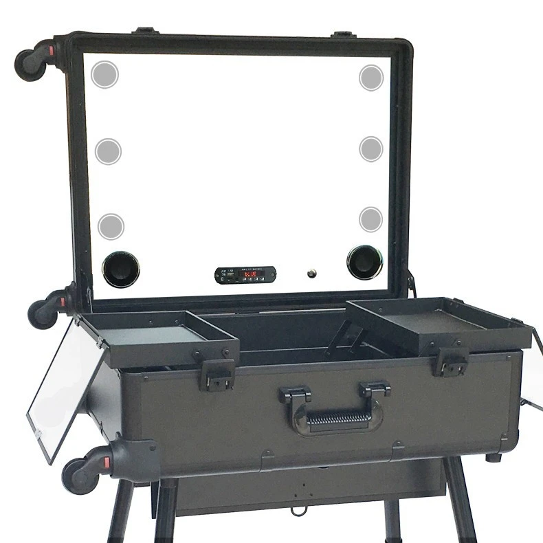 Rolling Makeup Case with LED Light Mirror with Multimedia product thumbnail 3