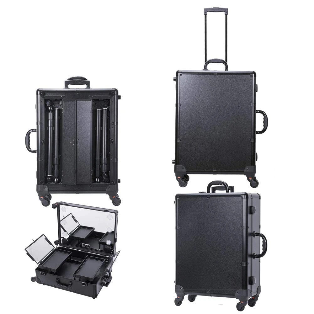 Rolling Makeup Case with LED Light Mirror with Multimedia product thumbnail 6