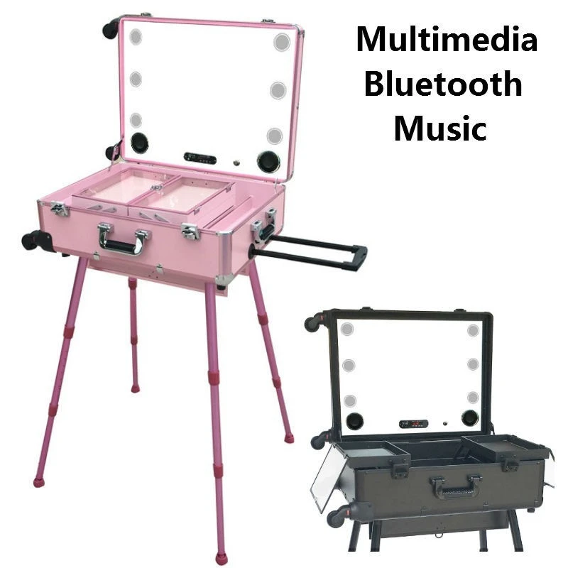 Rolling Makeup Case with LED Light Mirror with Multimedia product thumbnail 13