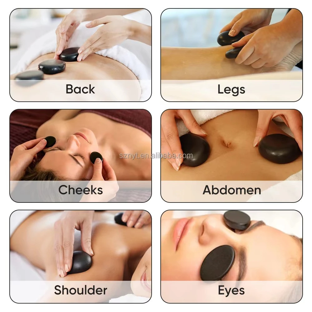 17pcs/set lava Natural Energy Massage stones massage stone hot spa rock basalt stone with heater box 110-220V product thumbnail 8