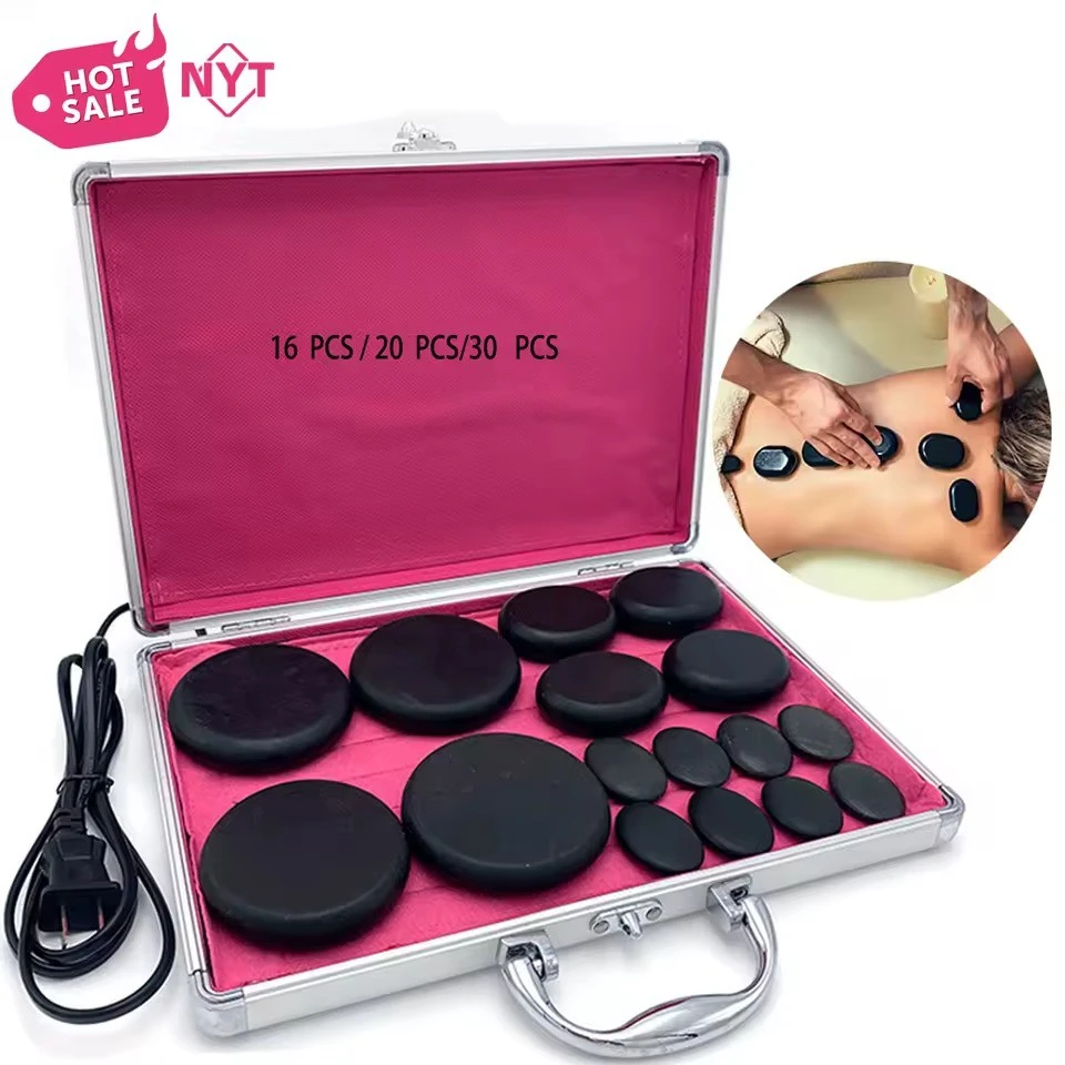 17pcs/set lava Natural Energy Massage stones massage stone hot spa rock basalt stone with heater box 110-220V product thumbnail 7
