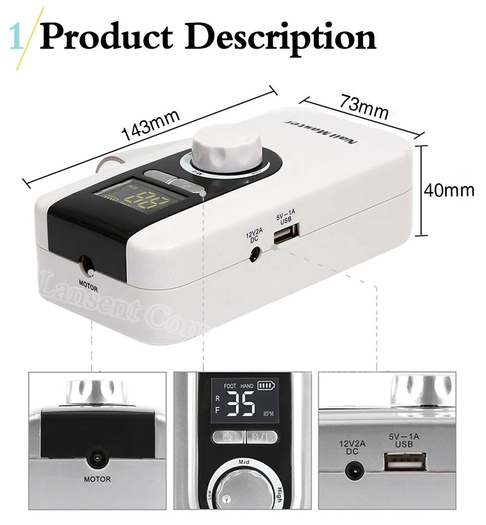 Portable Nail Drill Cordless 35000 RPM product thumbnail 11