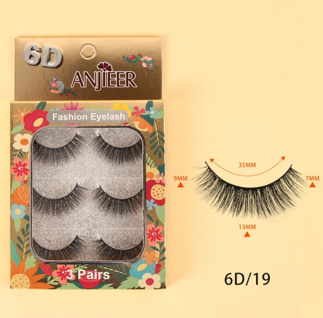 Anjieer Fashion Eyelash 3pairs 6D product thumbnail 7