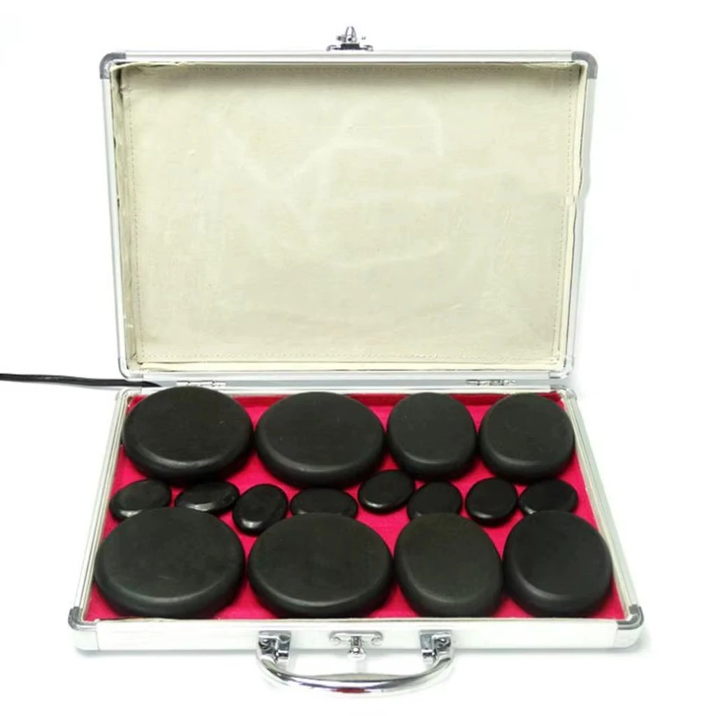17pcs/set lava Natural Energy Massage stones massage stone hot spa rock basalt stone with heater box 110-220V product thumbnail 13
