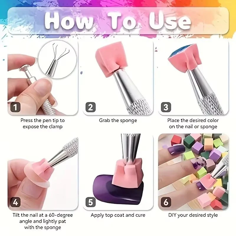 100Pcs High Density Cube Sponge Nail Art Sponge Set Gradient Nail Brushes Gel Polish DIY Nail Sponge Grab Pen Manicure Tools product thumbnail 12