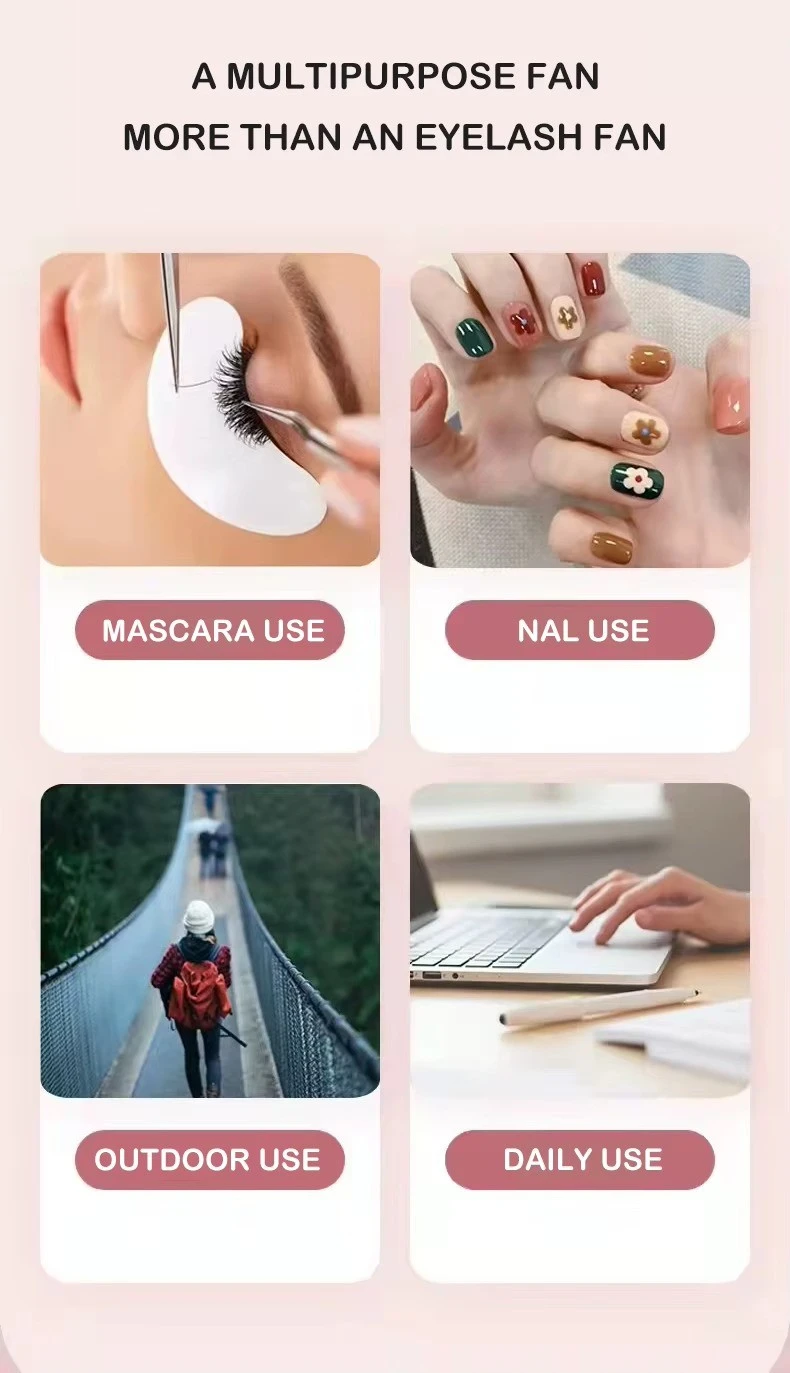 Portable USB Rechargeable Bladeless Eyelash Fan Dryer – 3 Speed Mini Lash Extension Fan – 2000mAh Battery product thumbnail 14