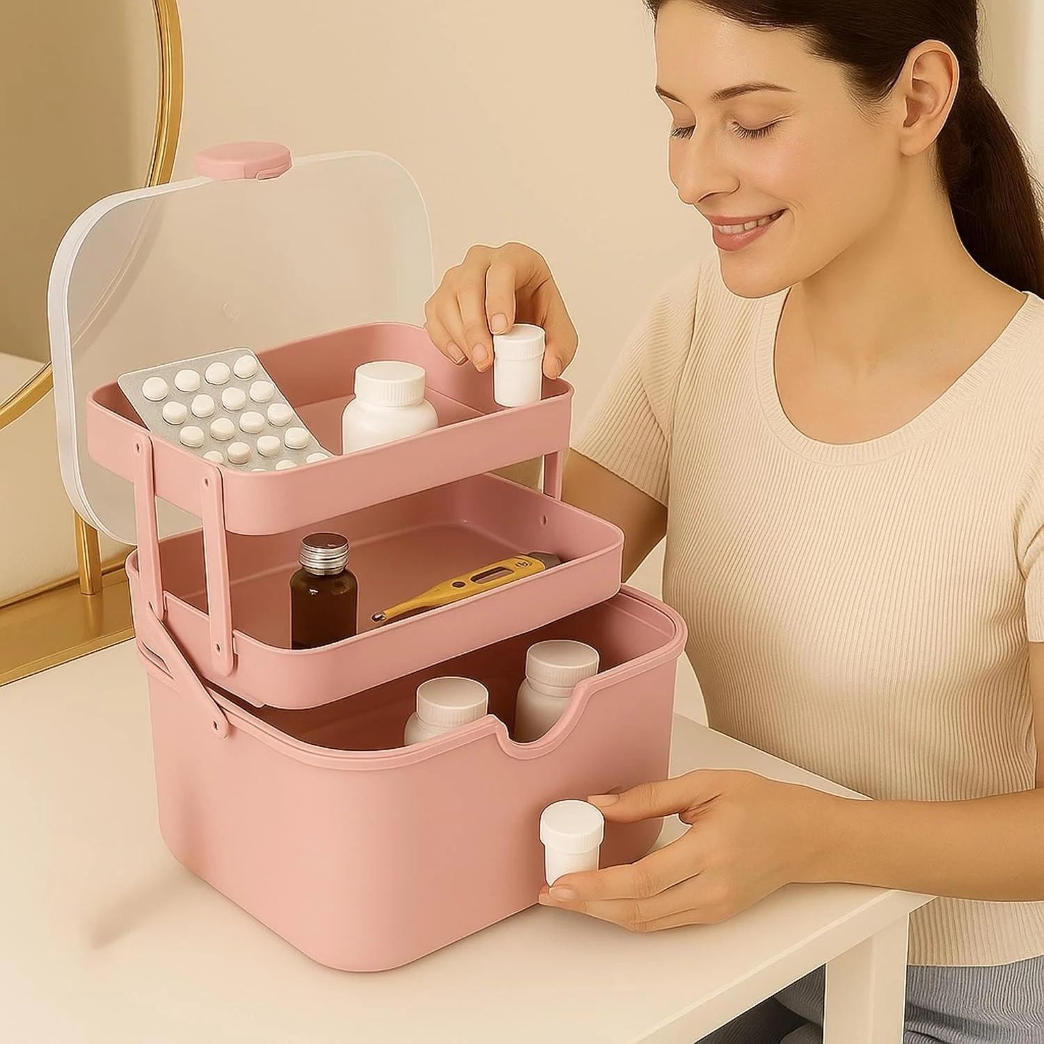 Multipurpose Portable Storage Box – 3 Tiers for Cosmetics, Manicure Tools & Sewing Supplies product thumbnail 23