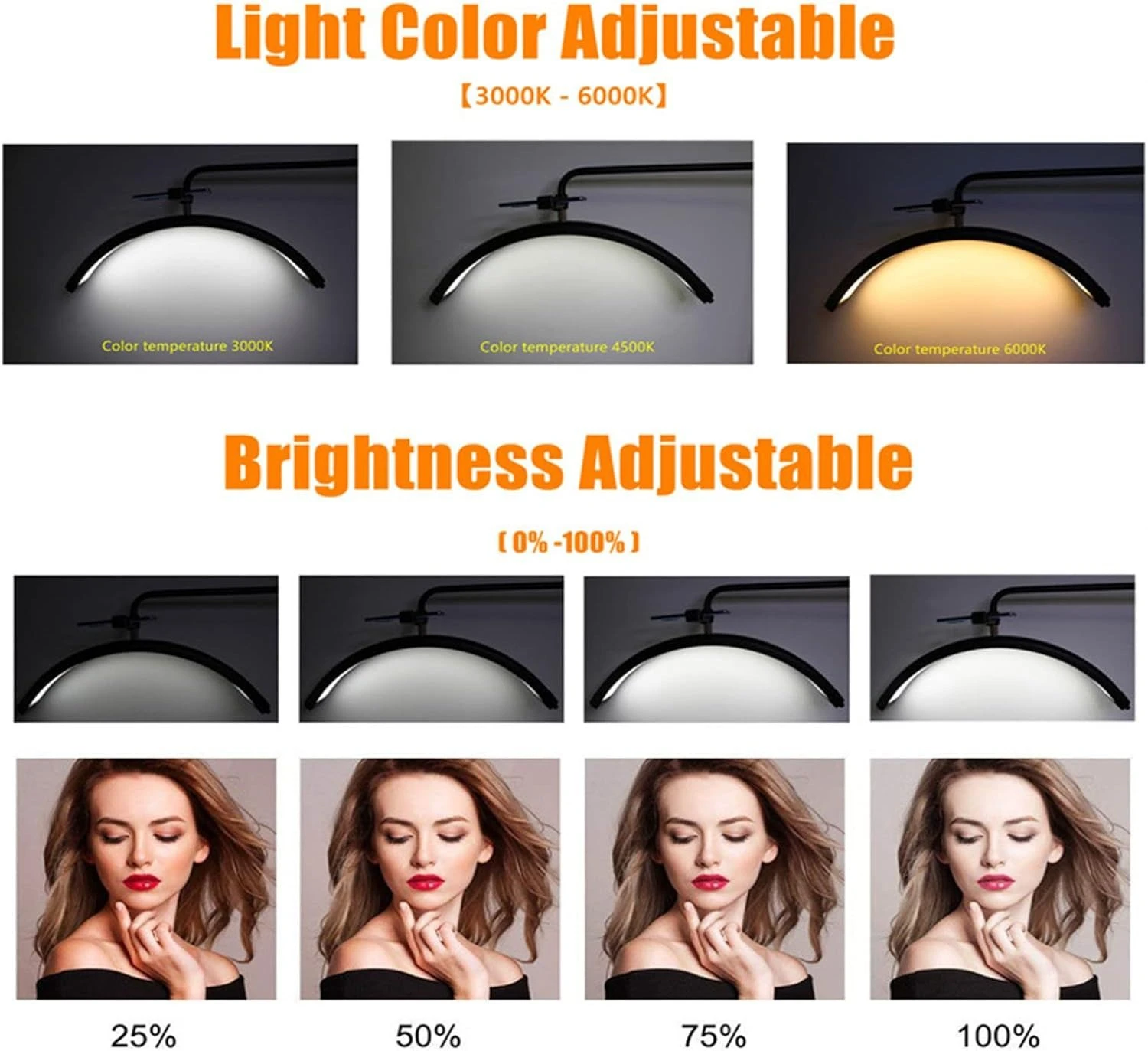Professional Half Moon LED Beauty Lamp with Remote Control – Adjustable Salon Floor Light product thumbnail 18