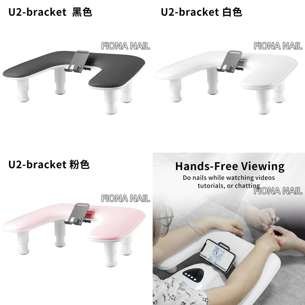 Nail Art U-Shaped hand pillow Soft PU Leather with Rotating Phone Holder Nail Arm Rest Manicure Pad mat Manicurist Special Tools product thumbnail 4