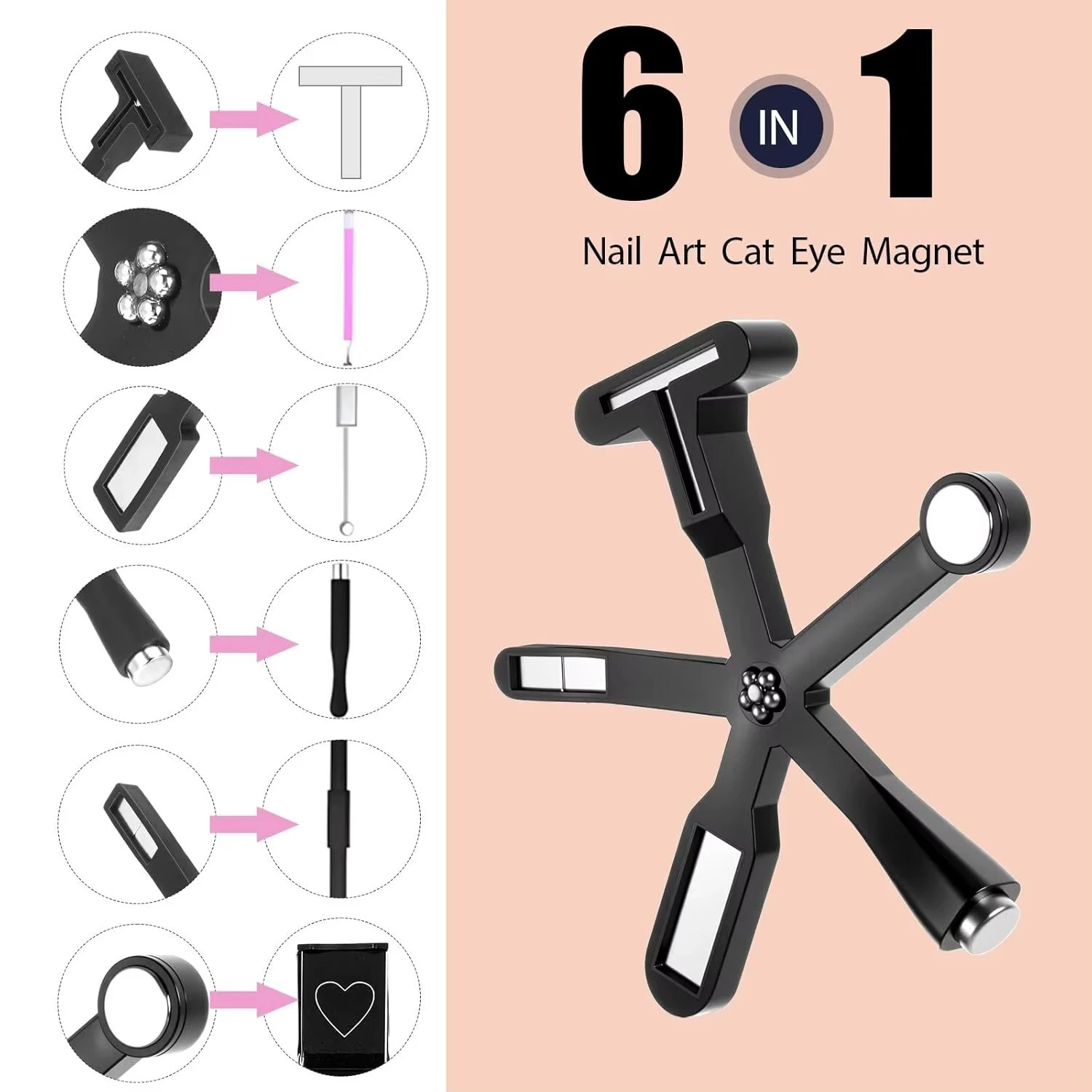6 in 1 Multi-Function Cat Eye Nail Magnet Gel Magnetic for Nails with Silicone Protective Case for 3D Nails Salon Studio or DIY product thumbnail 3