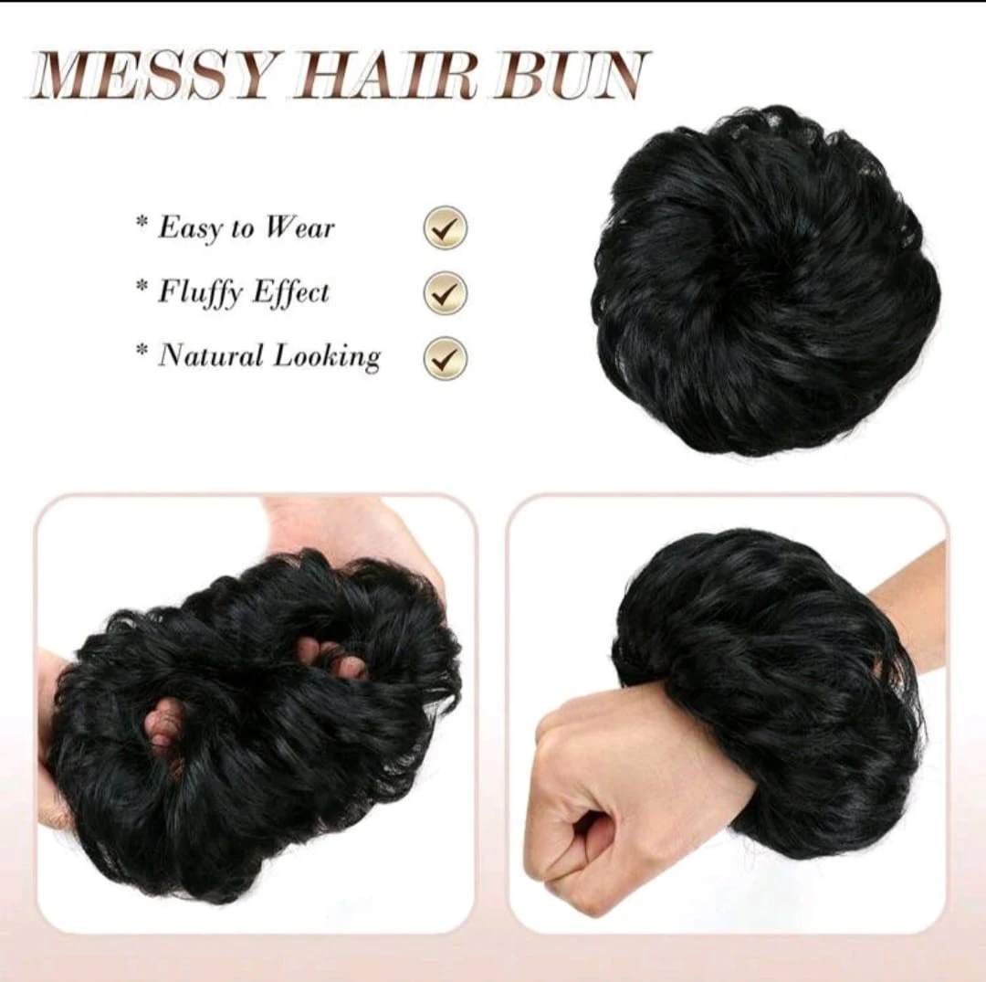 Hair Band, Bun, Hairpiece Hair Extensions, Cheap Wavy Elastic Band product thumbnail 3
