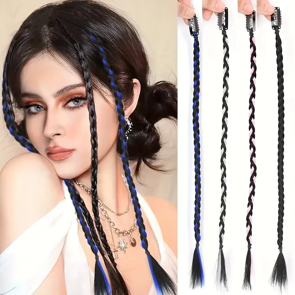 Synthetic Clip in Braid Hair Extensions With Strong BB Clip Braid Ponytail Fake Hair for Women DailyParty Wear product thumbnail 4