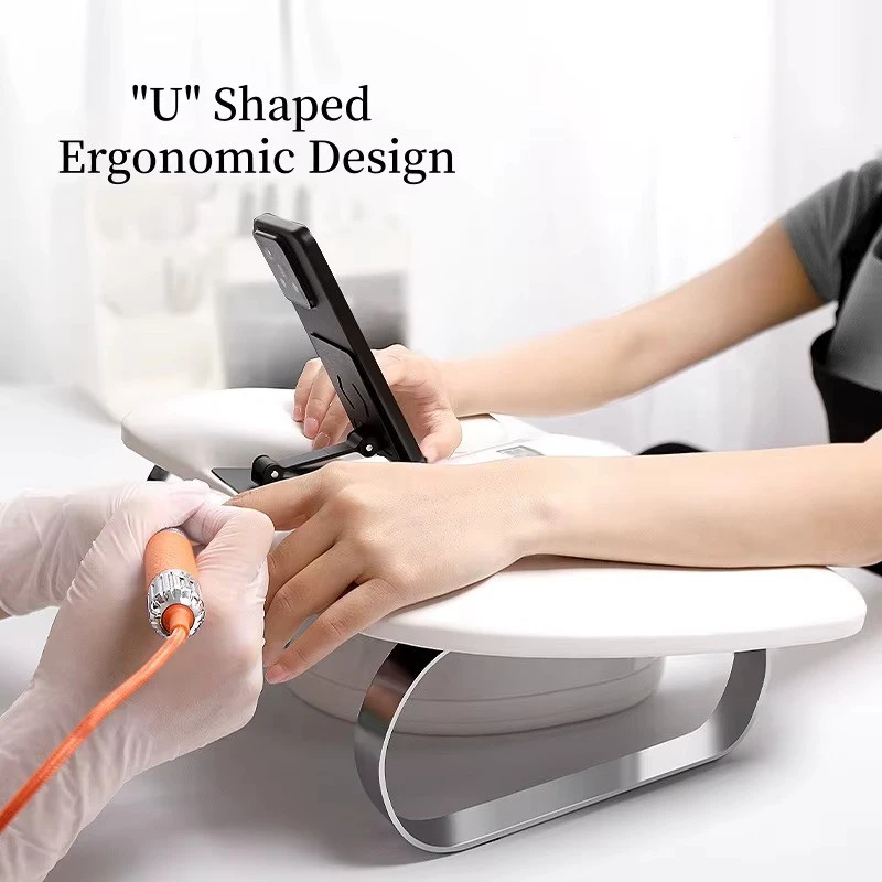 Nail Art U-Shaped hand pillow Soft PU Leather with Rotating Phone Holder Nail Arm Rest Manicure Pad mat Manicurist Special Tools product thumbnail 5