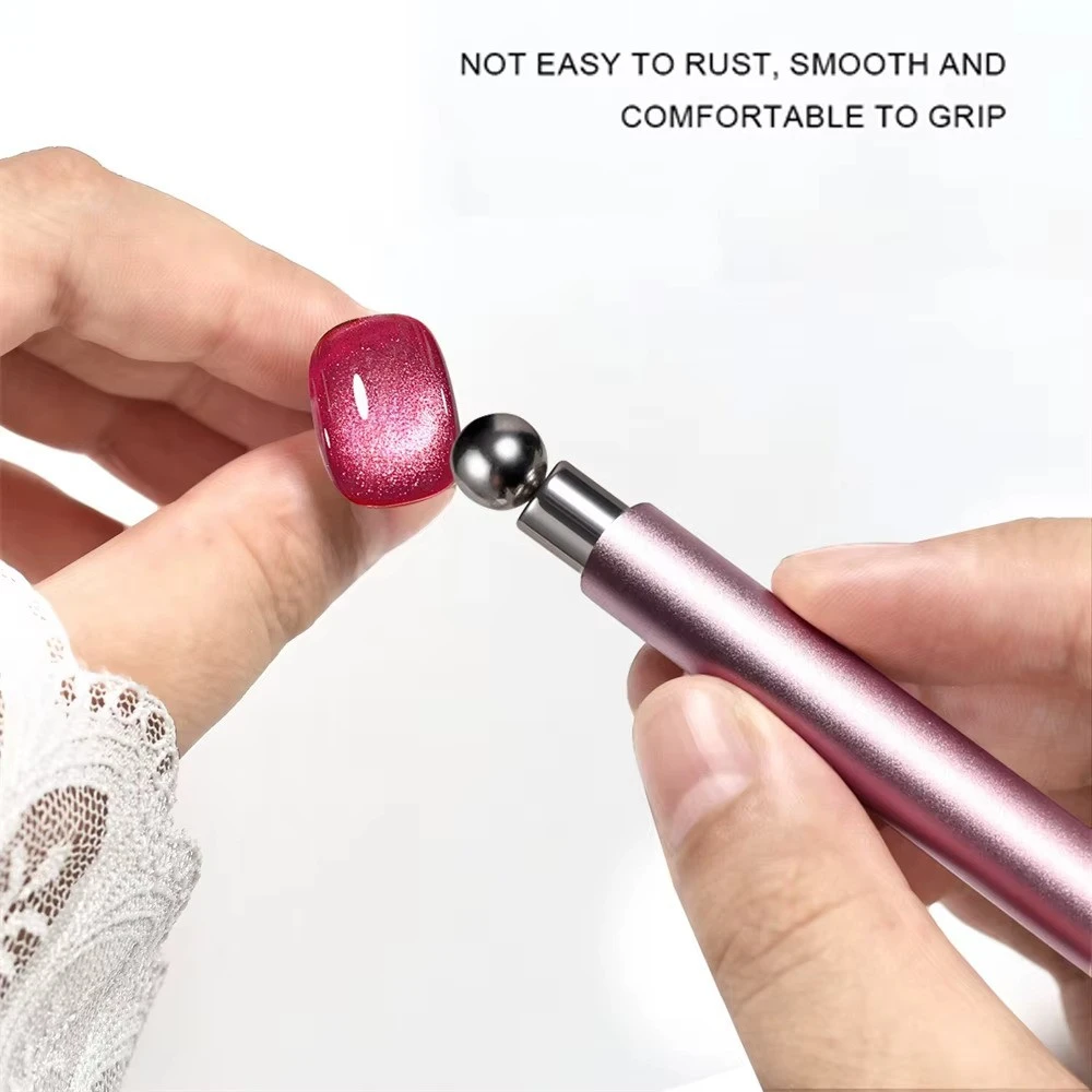 2 In 1 Nail Cat Eye Magnet And Super Strong Magnetic Ball Purple Pink Aluminum Anti-Mistouch Salon Home Manicure DIY Nail Tool product thumbnail 4