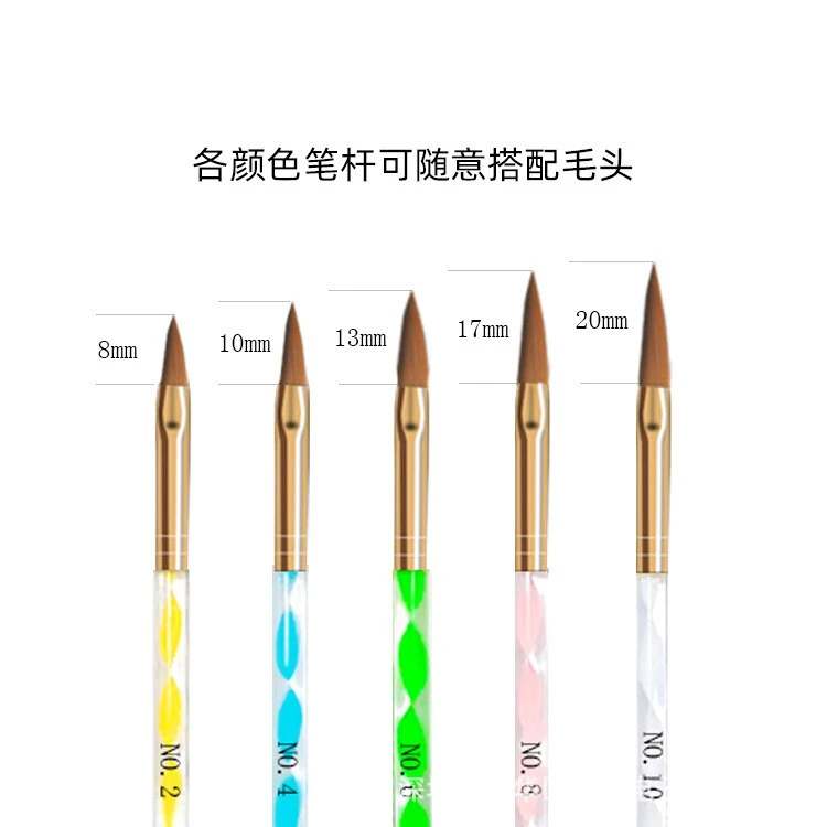 Gel Brush( size 2,4,6,8,10 ) nail brush 5pcs set acrylic mink crystal pen nail tool product thumbnail 3