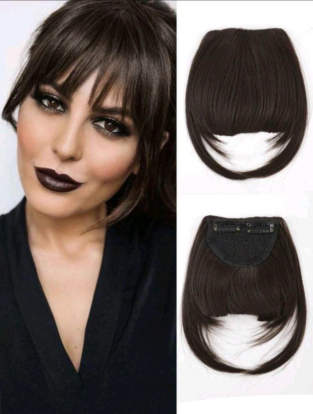synthetic red brown bangs hair extension product thumbnail 2