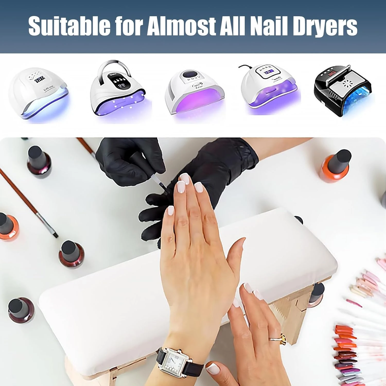 Foldable Manicure Hand Rest with 3 Adjustable Heights Microfiber Leather Nail Armrest Cushion with Soft High-Density Sponge product thumbnail 6