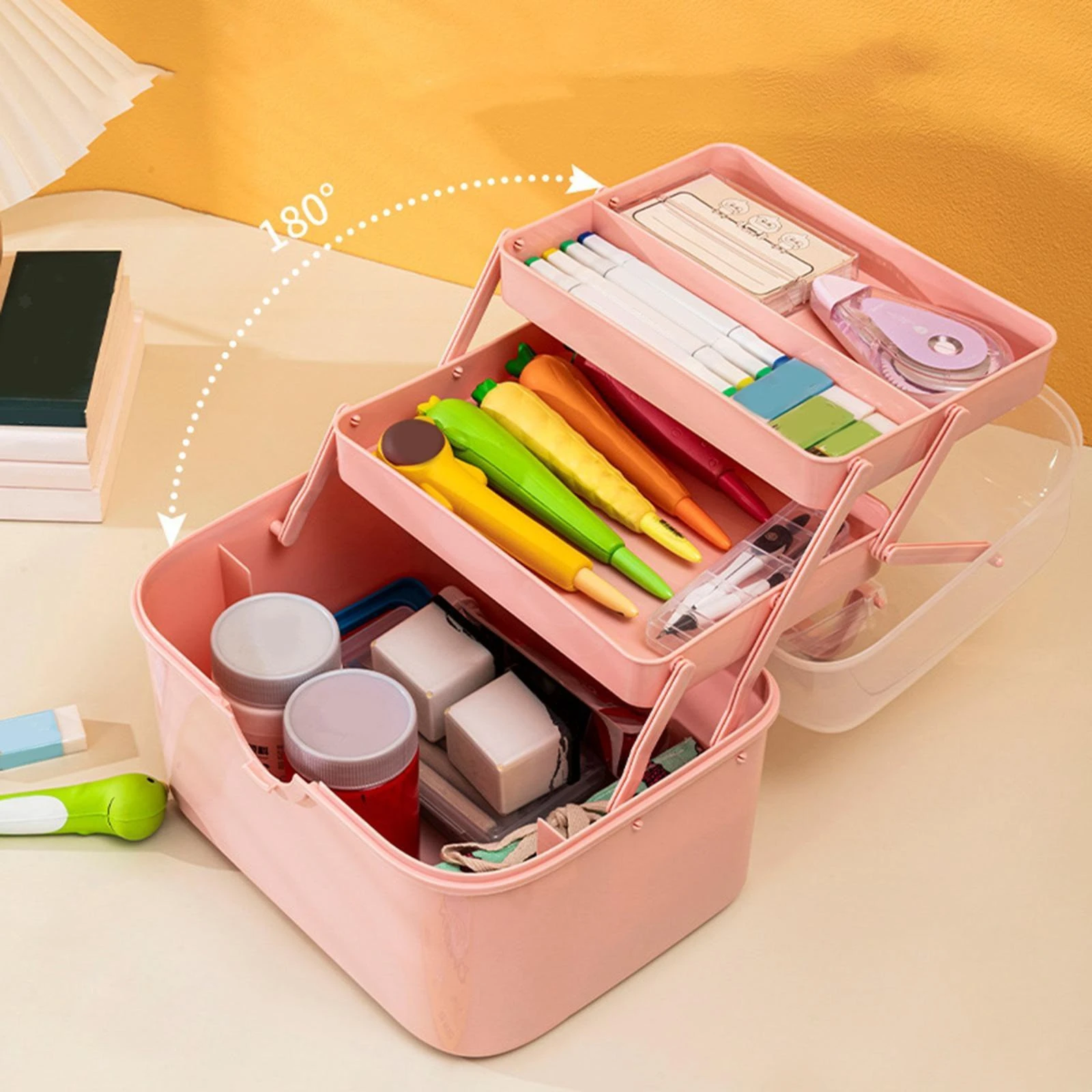 Multipurpose Portable Storage Box – 3 Tiers for Cosmetics, Manicure Tools & Sewing Supplies product thumbnail 2