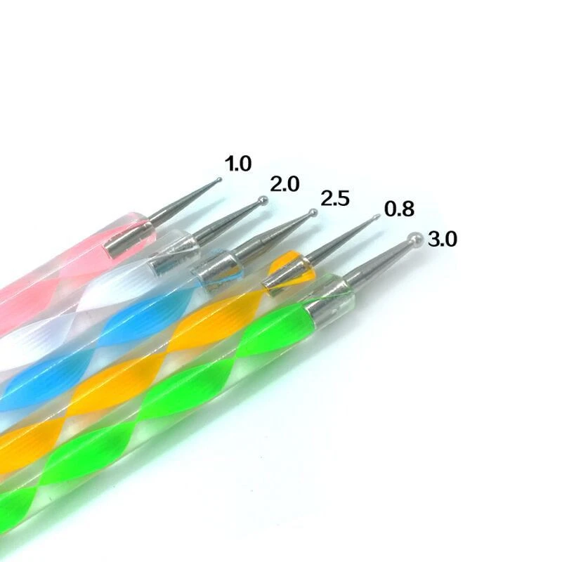 Acrylic spiral rod double ended point drill pen 5 pcs, nail pen dot drill pen set product thumbnail 9