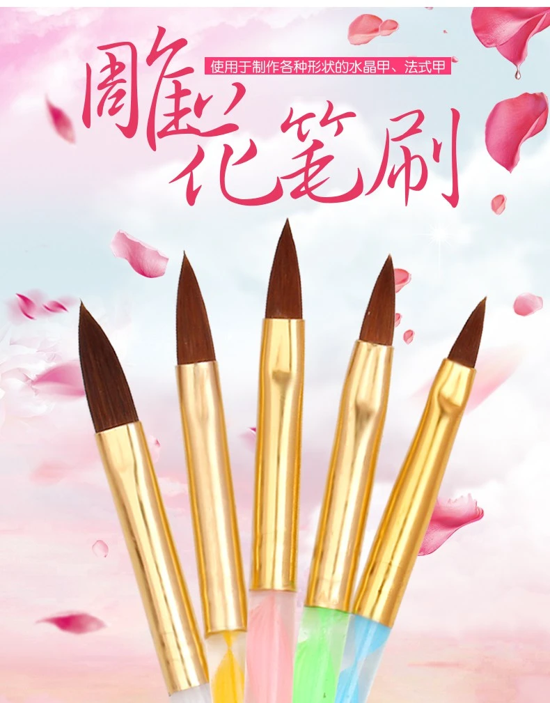 Gel Brush( size 2,4,6,8,10 ) nail brush 5pcs set acrylic mink crystal pen nail tool product thumbnail 10