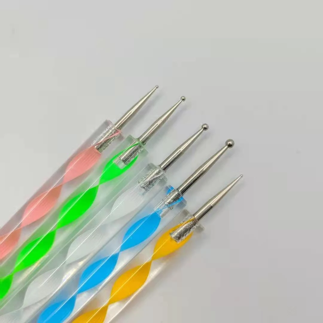 Acrylic spiral rod double ended point drill pen 5 pcs, nail pen dot drill pen set product thumbnail 13