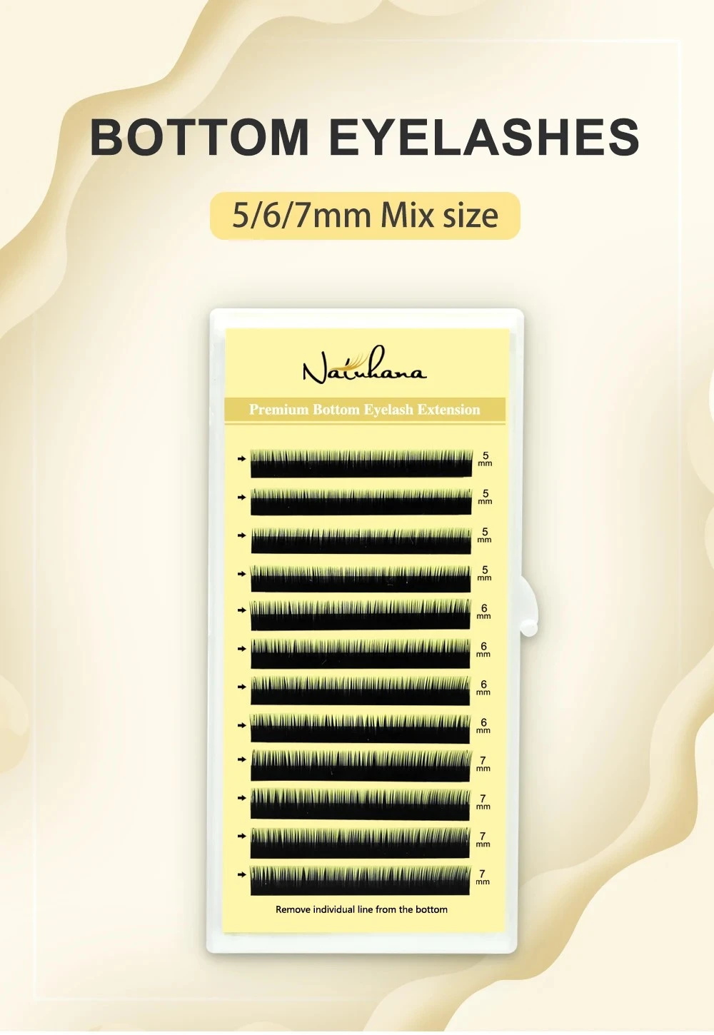 NATUHANA Bottom Eyelash Extension Soft Under Eyelashes J Curl 5-7 Mix product thumbnail 6