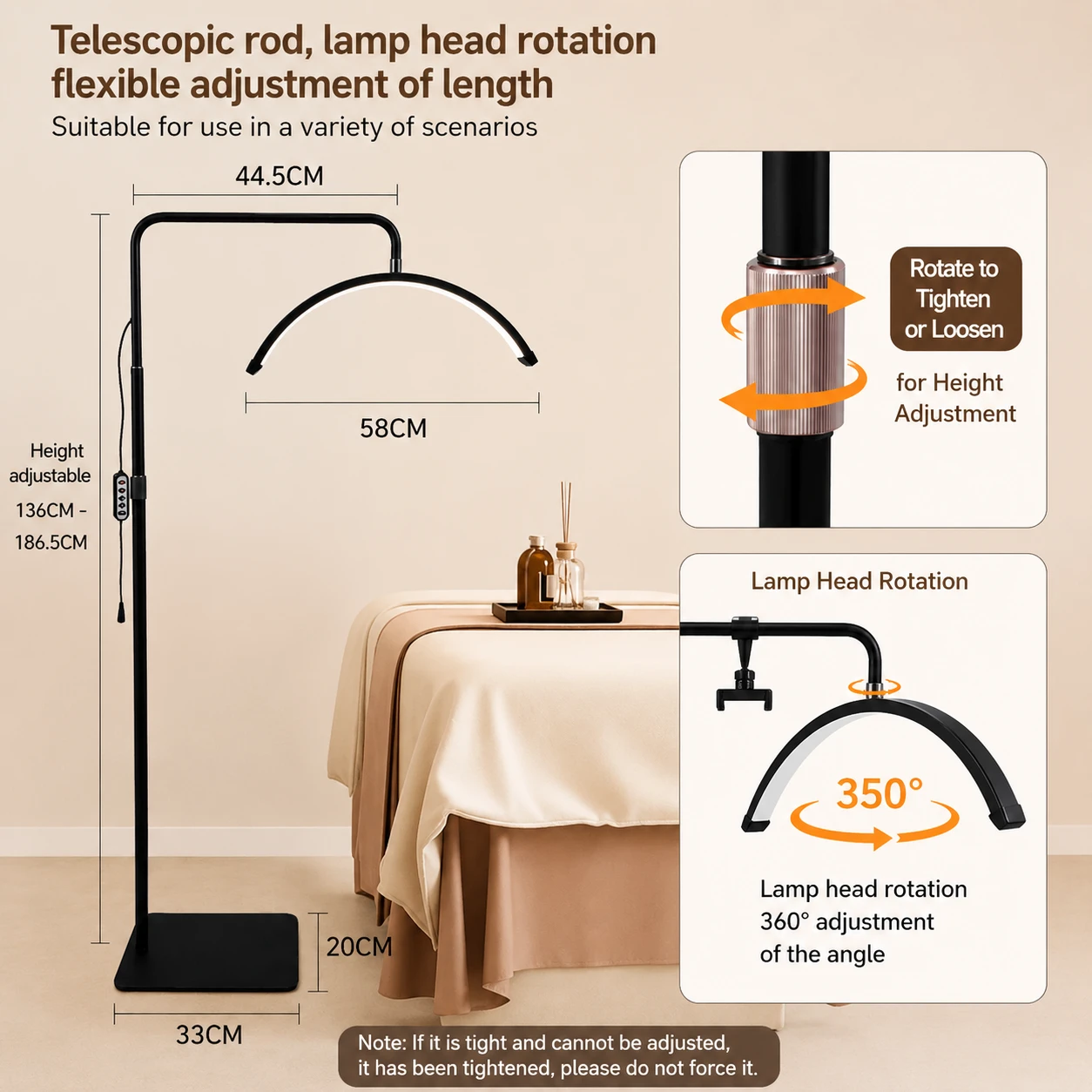 Professional Half Moon LED Beauty Lamp with Remote Control – Adjustable Salon Floor Light product thumbnail 3
