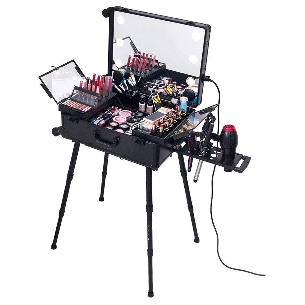 Rolling Makeup Case with LED Light Mirror with Multimedia product thumbnail 11