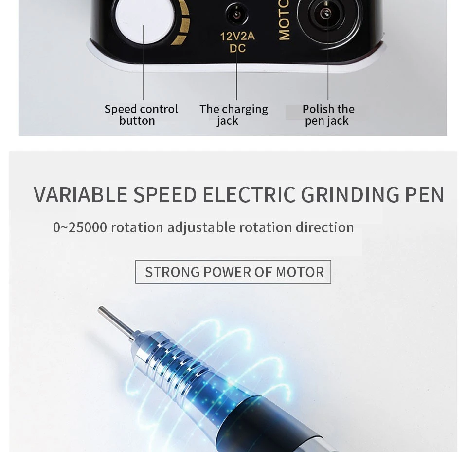 30W 35000 RPM Rechargeable Nail Drill Machine product thumbnail 7