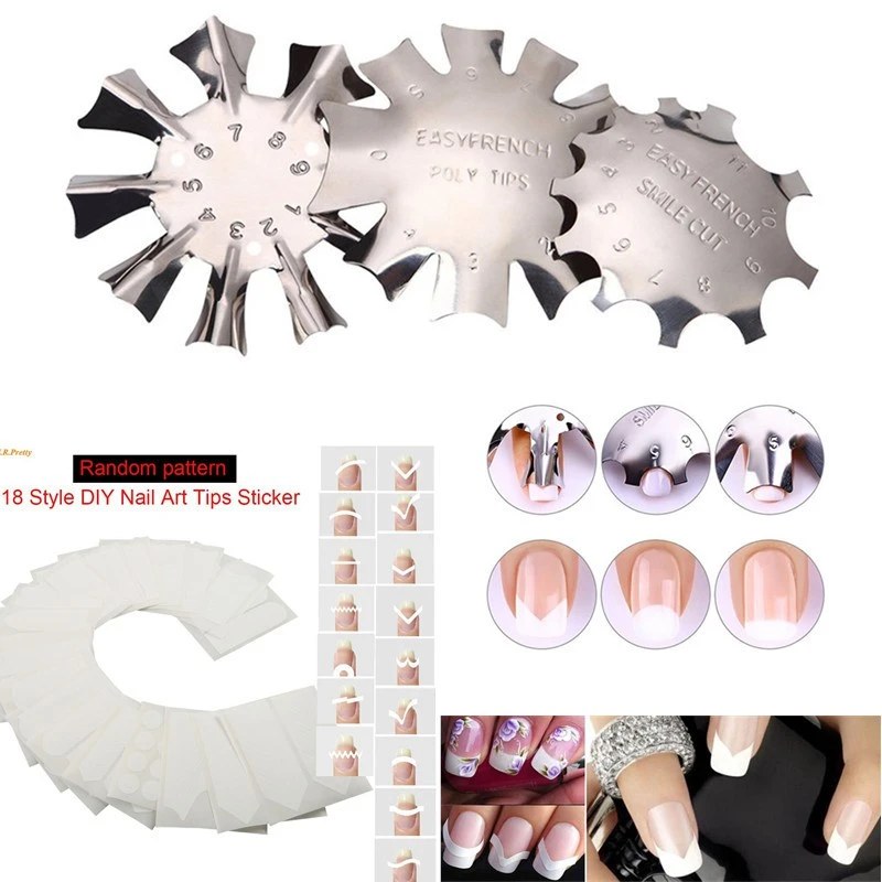 Nail Art Tools Set French nail art plastic steel plate model 18 French sticker crystal nail making templates product thumbnail 8