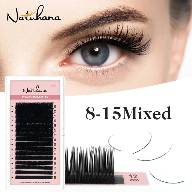 NATUHANA 16lines 8-15mm Mixed Eyelash Extension Matte Black product thumbnail 14