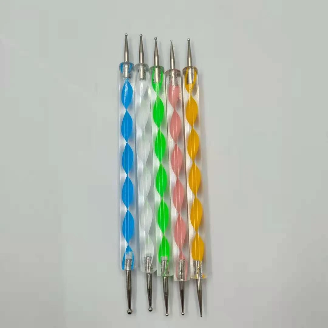 Acrylic spiral rod double ended point drill pen 5 pcs, nail pen dot drill pen set product thumbnail 17