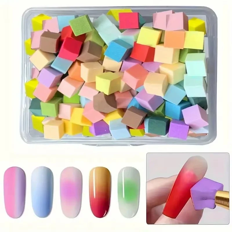 100Pcs High Density Cube Sponge Nail Art Sponge Set Gradient Nail Brushes Gel Polish DIY Nail Sponge Grab Pen Manicure Tools product thumbnail 3