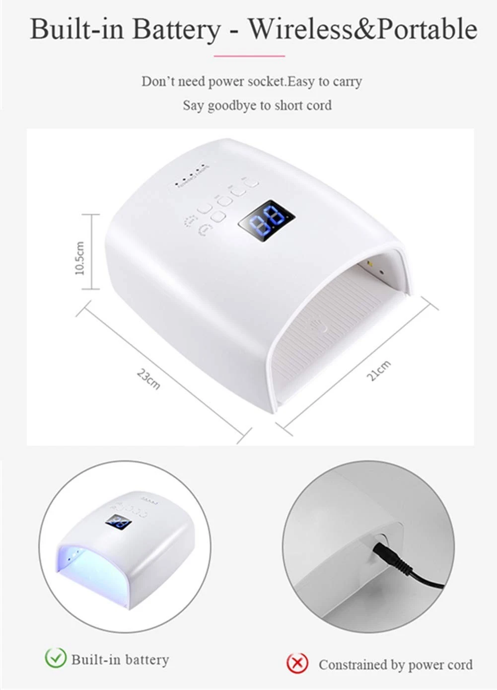 48W Rechargeable UV LED Gel Nail Lamp Dryer product thumbnail 8