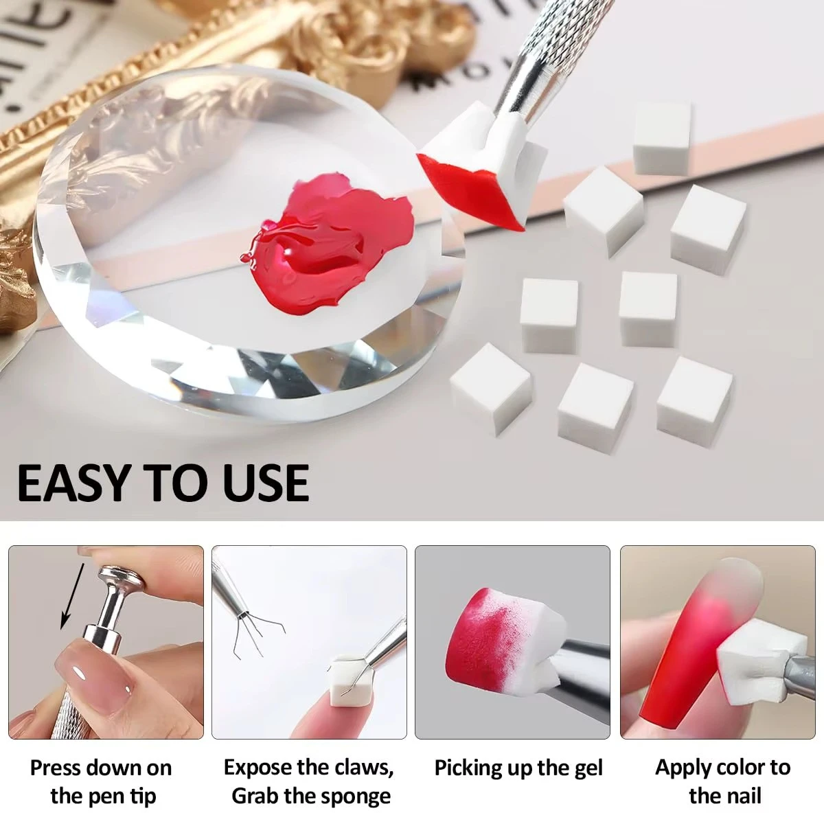 100Pcs High Density Cube Sponge Nail Art Sponge Set Gradient Nail Brushes Gel Polish DIY Nail Sponge Grab Pen Manicure Tools product thumbnail 24