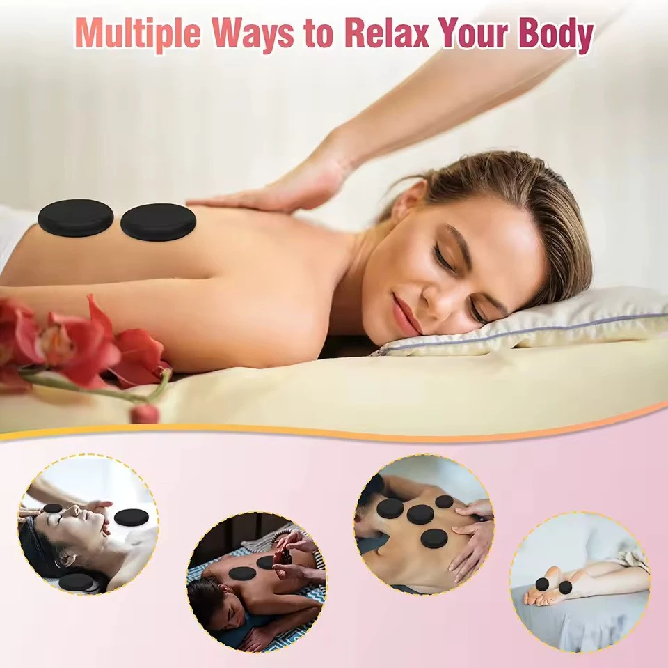 17pcs/set lava Natural Energy Massage stones massage stone hot spa rock basalt stone with heater box 110-220V product thumbnail 4