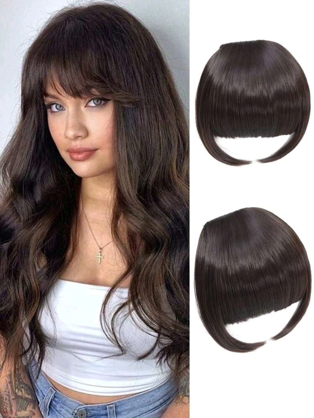 synthetic red brown bangs hair extension product thumbnail 3