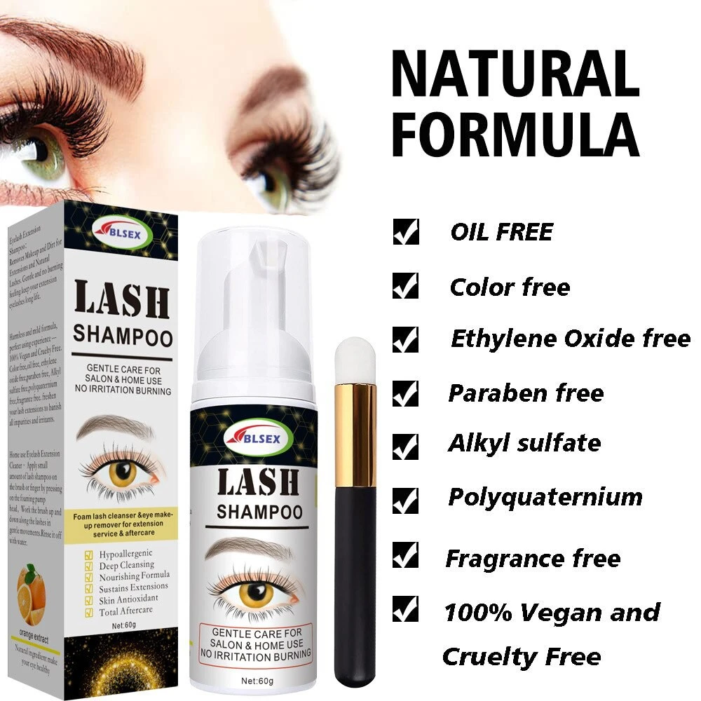Eyelash Extension Shampoo 60ml Lash Eyelid Foam Cleanser for Home Makeup Eyelashes Cleaning Foam Eyelashes Mousse Foam product thumbnail 2