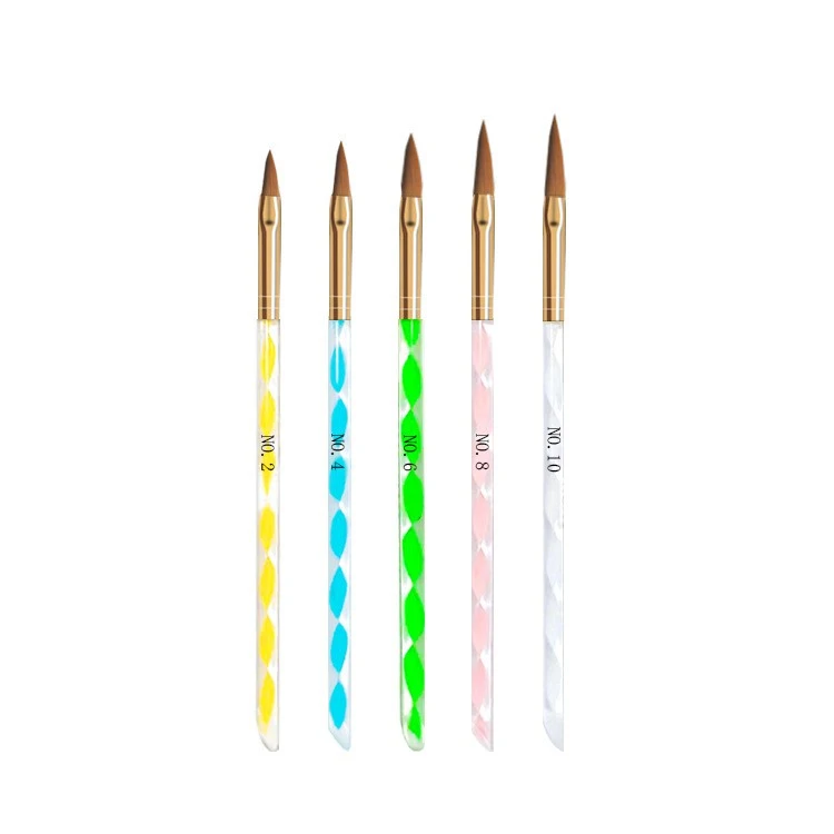 Gel Brush( size 2,4,6,8,10 ) nail brush 5pcs set acrylic mink crystal pen nail tool product thumbnail 6