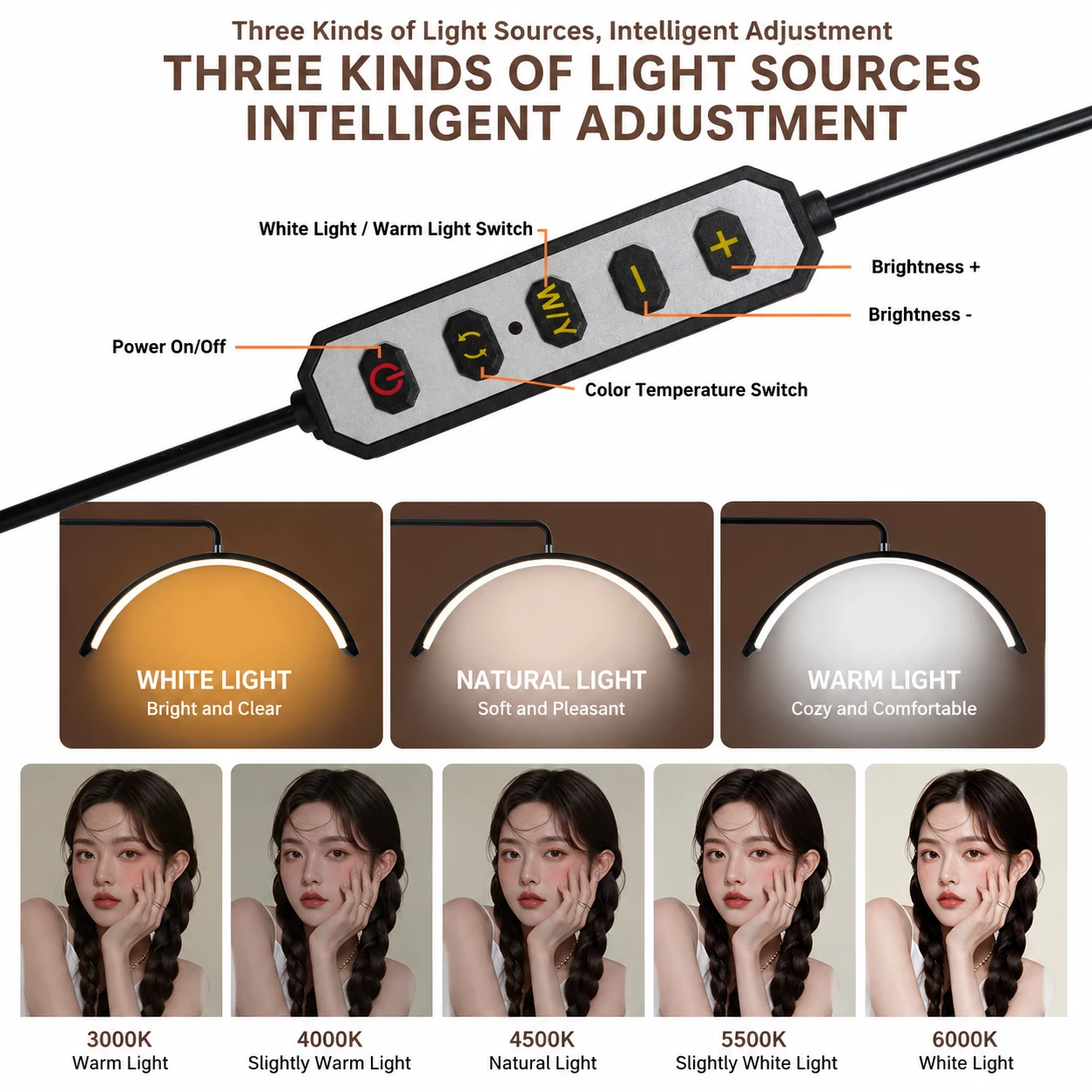 Professional Half Moon LED Beauty Lamp with Remote Control – Adjustable Salon Floor Light product thumbnail 10