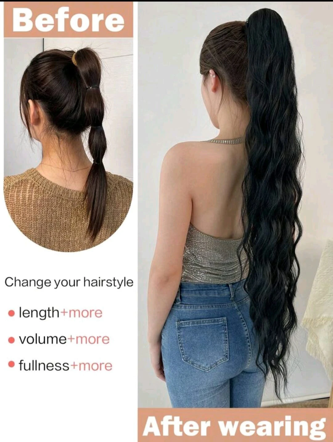 ponytail long hair product thumbnail 3