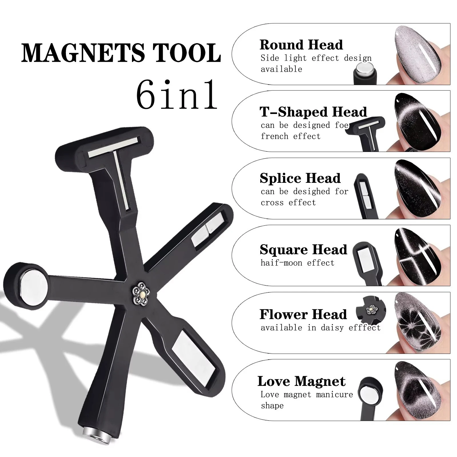 6 in 1 Multi-Function Cat Eye Nail Magnet Gel Magnetic for Nails with Silicone Protective Case for 3D Nails Salon Studio or DIY product thumbnail 11