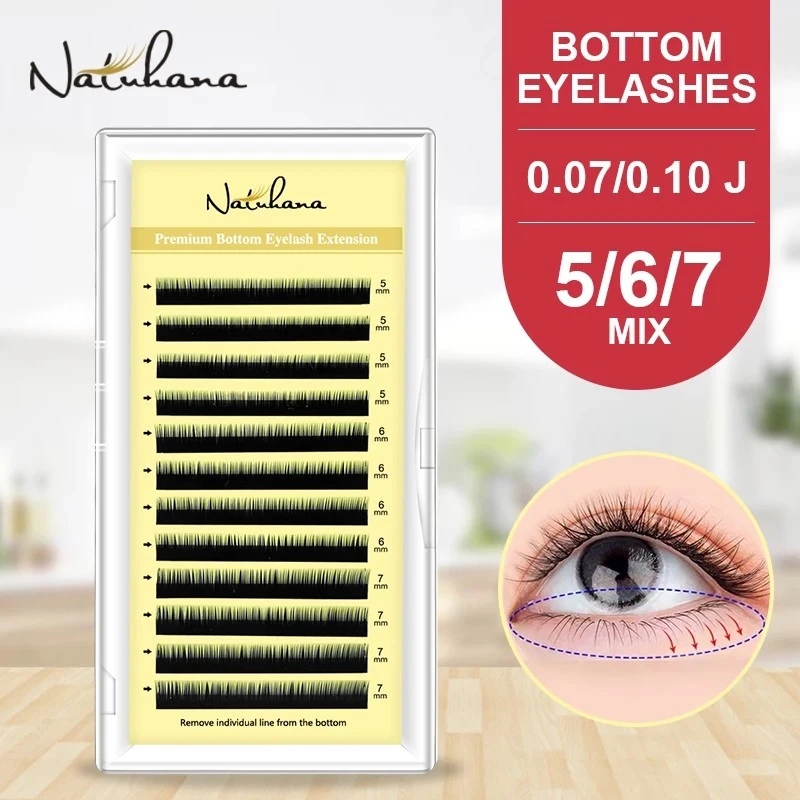 NATUHANA Bottom Eyelash Extension Soft Under Eyelashes J Curl 5-7 Mix product thumbnail 12