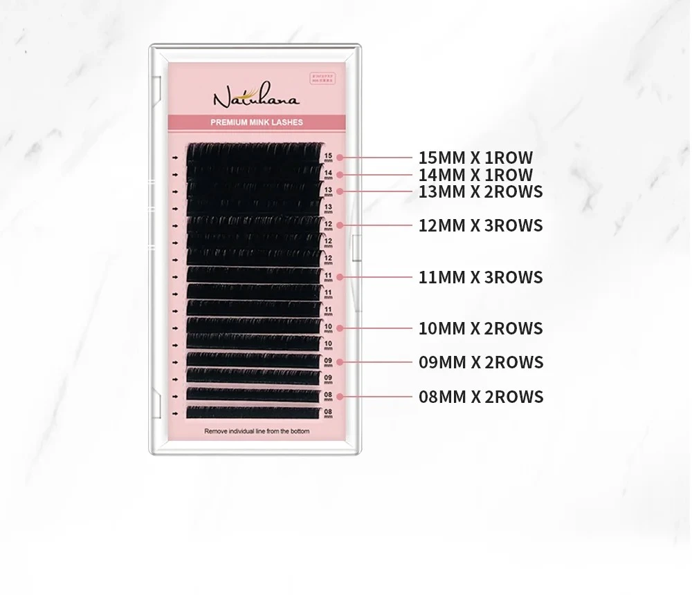 NATUHANA 16lines 8-15mm Mixed Eyelash Extension Matte Black product thumbnail 3