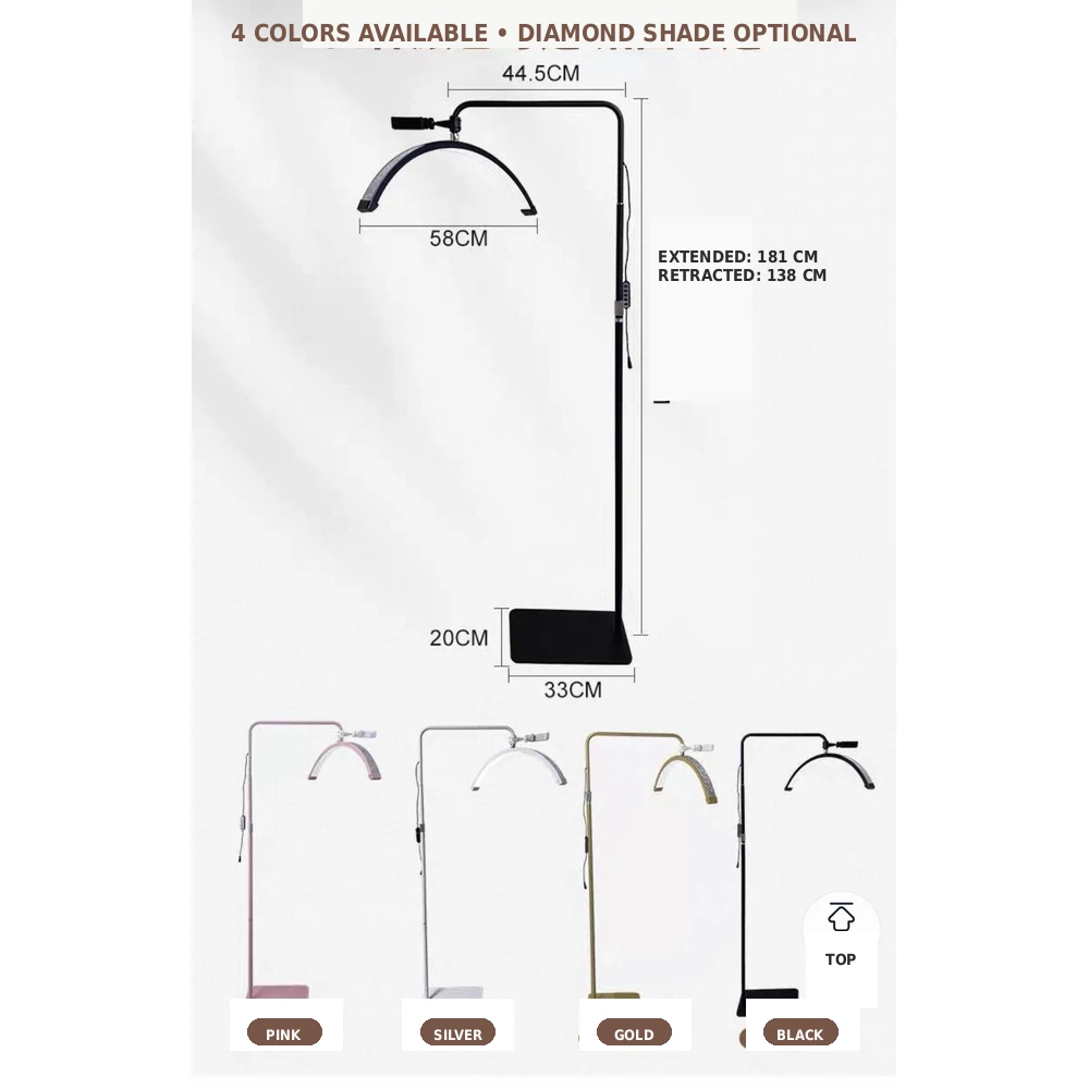 Professional Half Moon LED Beauty Lamp with Remote Control – Adjustable Salon Floor Light product thumbnail 2