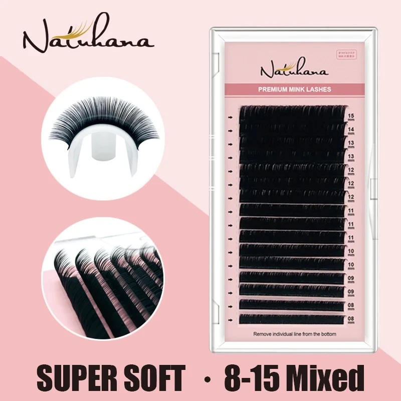 NATUHANA 16lines 8-15mm Mixed Eyelash Extension Matte Black product thumbnail 20