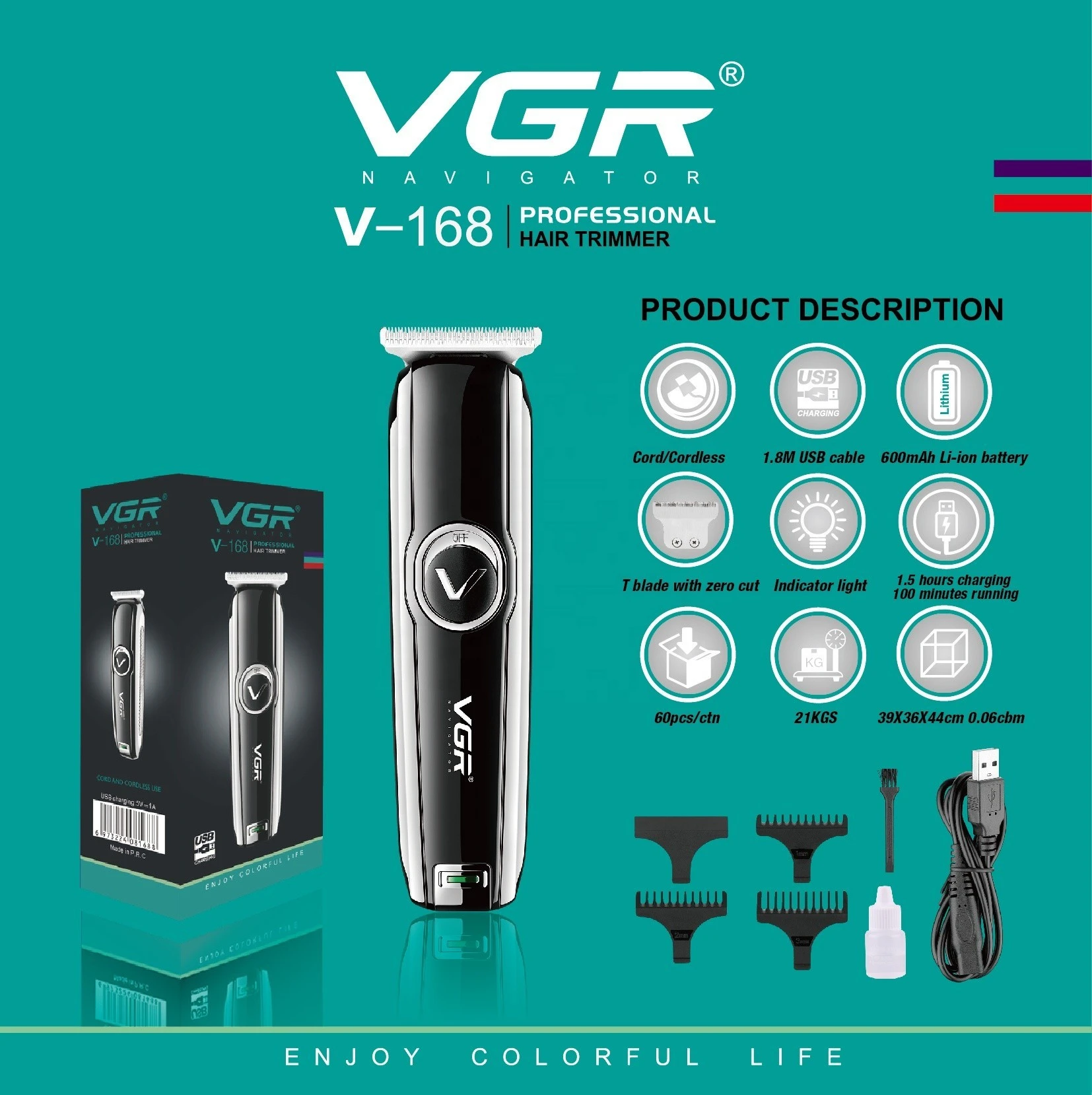 VGR V-168 Zero Adjustable Professional Rechargeable Hair trimmer product thumbnail 10