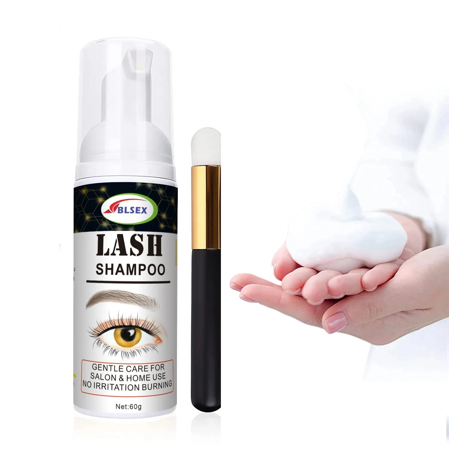 Eyelash Extension Shampoo 60ml Lash Eyelid Foam Cleanser for Home Makeup Eyelashes Cleaning Foam Eyelashes Mousse Foam product thumbnail 5