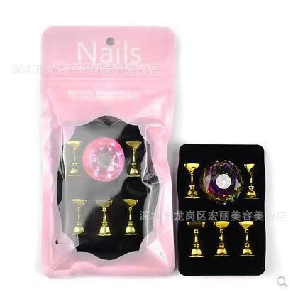 Japanese crystal base nail plate support checkerboard support seat diamond bottom support nail art practice stand product thumbnail 2