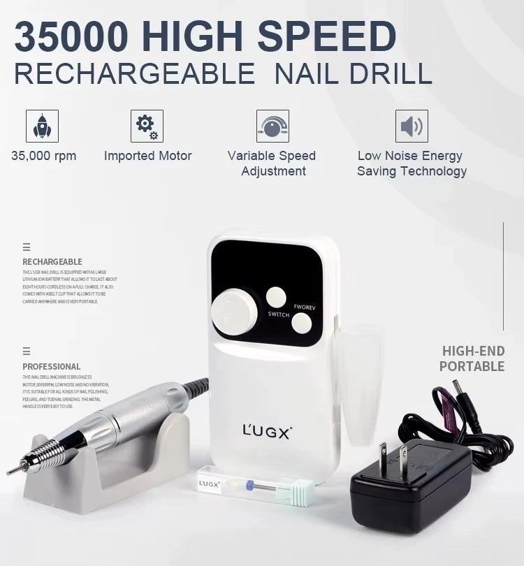 L'UGX LG602s Professional Power Portable Rechargeable Nail Drill Machine Type C Manicure 35000 RPM Electric Nail Drills product thumbnail 9